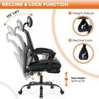 Home Office Desk Chair with Footrest, High-Back Mesh Reclining Chairs with Headrest for Home, Office, Gaming, Student