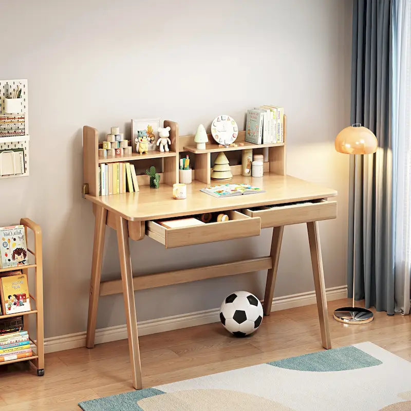 Kids Desk Kids Table Wood Computer Desk with Bookshelf - N/A