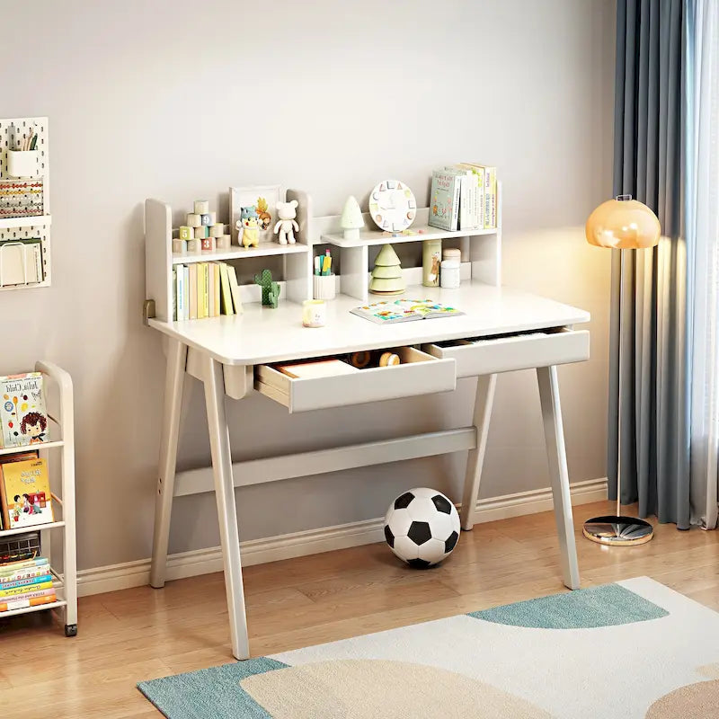 Kids Desk Kids Table Wood Computer Desk with Bookshelf - N/A
