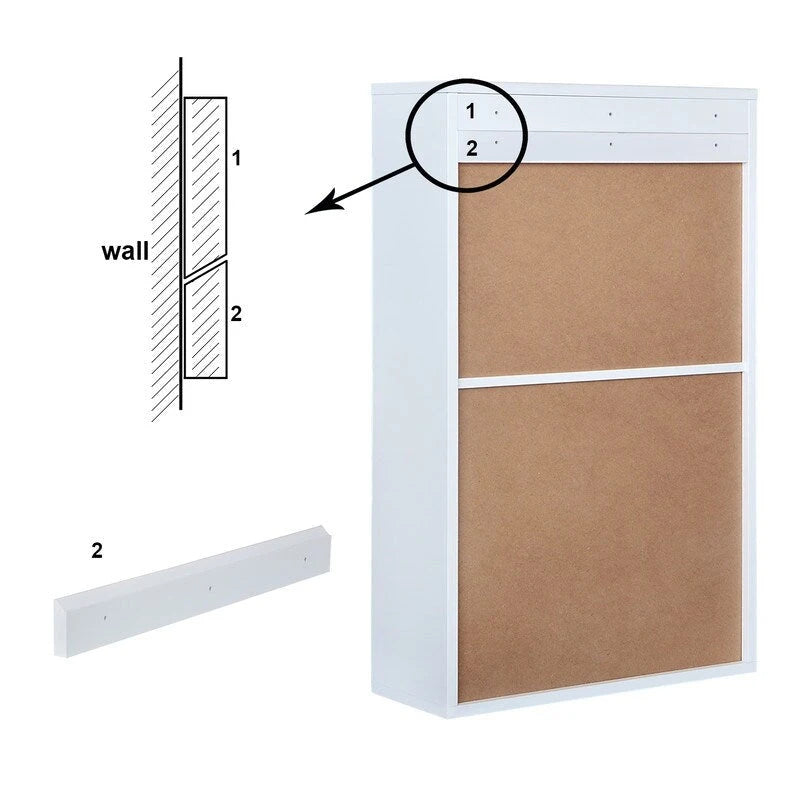 Utopia Alley Fold Down Desk Table Wall Cabinet With Chalkboard, White