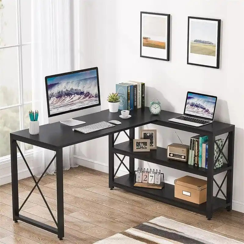 Reversible Industrial L-Shaped Desk
