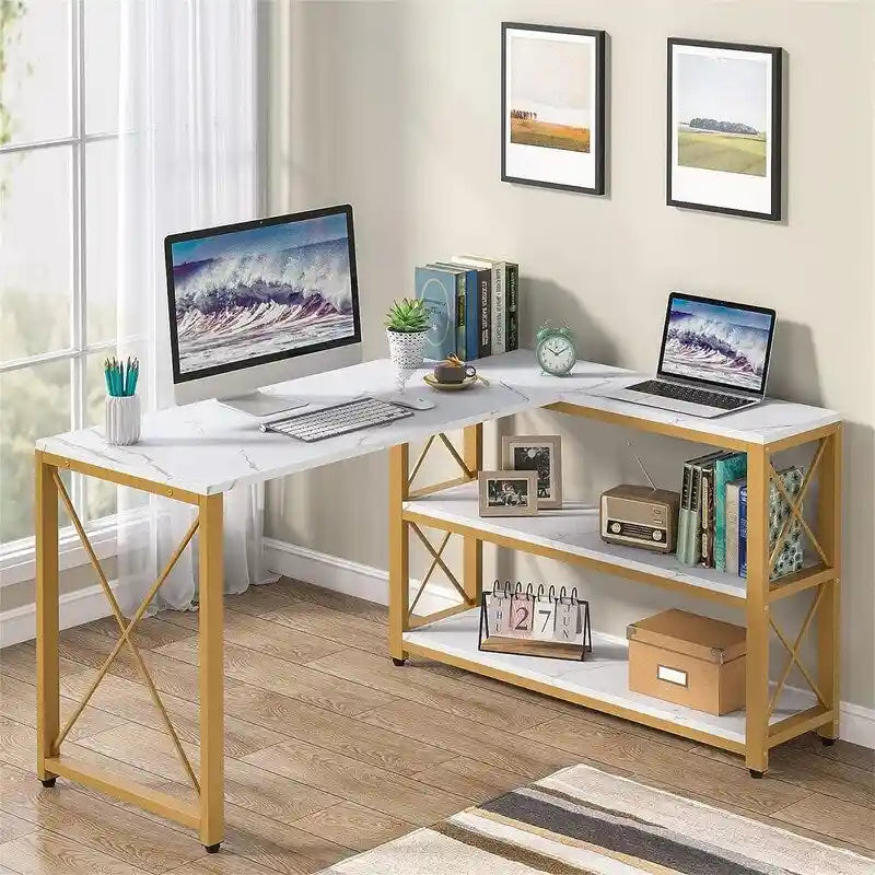 Reversible Industrial L-Shaped Desk