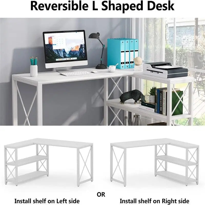 Reversible Industrial L-Shaped Desk