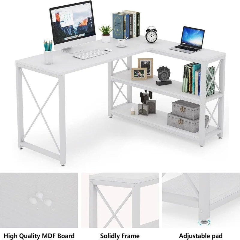 Reversible Industrial L-Shaped Desk