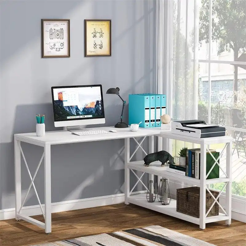 Reversible Industrial L-Shaped Desk