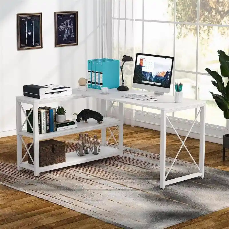 Reversible Industrial L-Shaped Desk