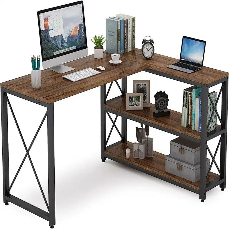 Reversible Industrial L-Shaped Desk