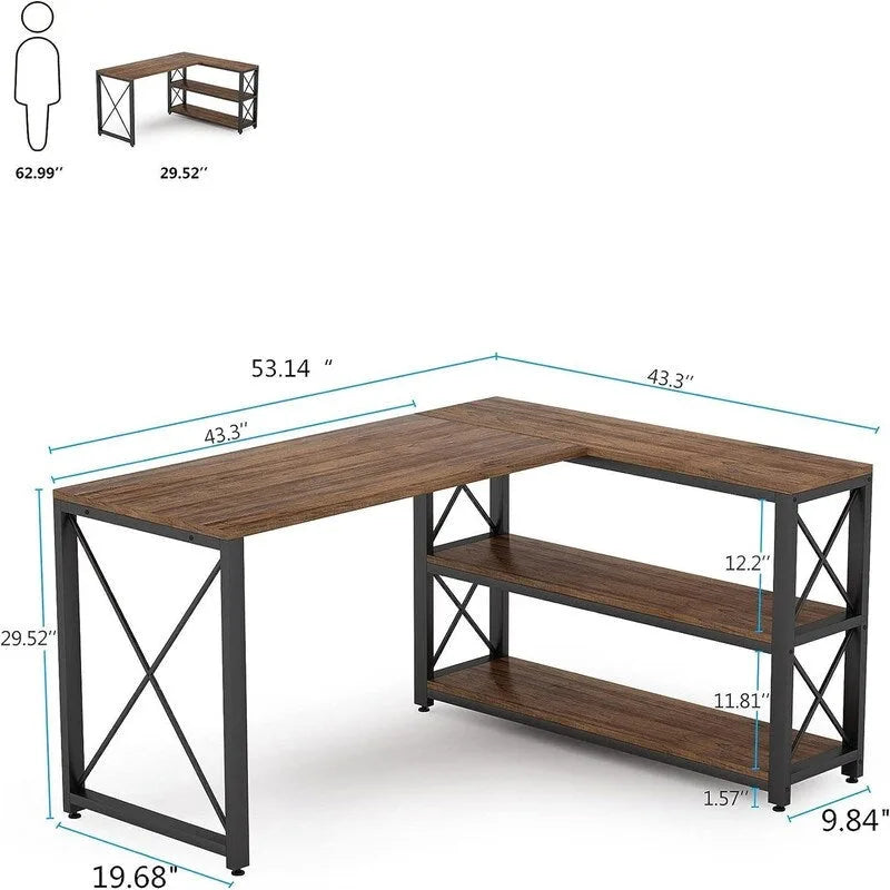 Reversible Industrial L-Shaped Desk