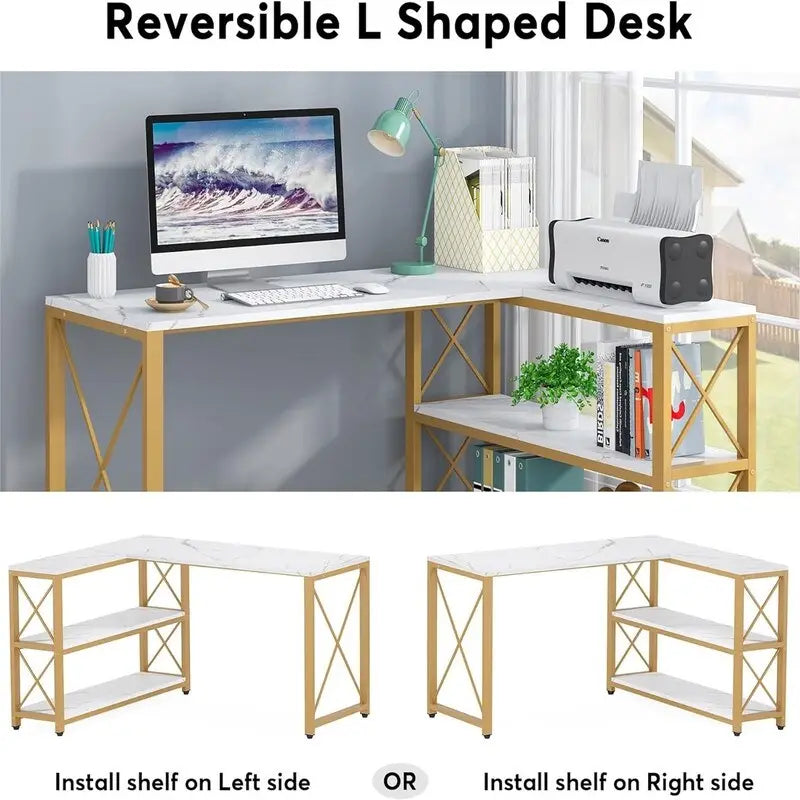 Reversible Industrial L-Shaped Desk
