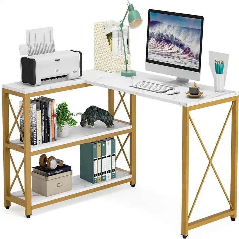 Reversible Industrial L-Shaped Desk