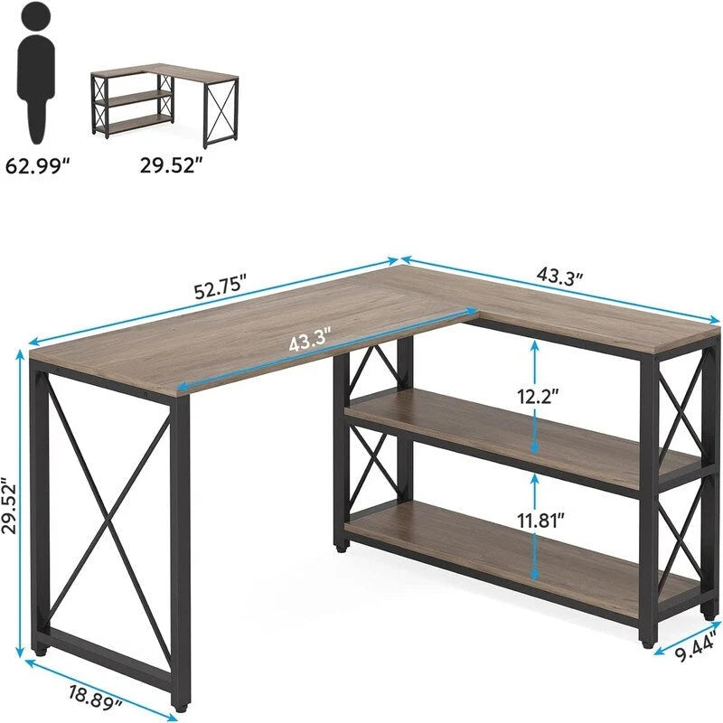 Reversible Industrial L-Shaped Desk