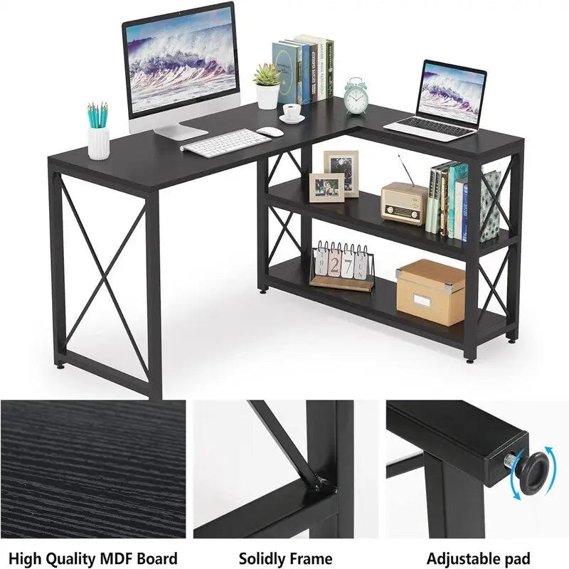 Reversible Industrial L-Shaped Desk