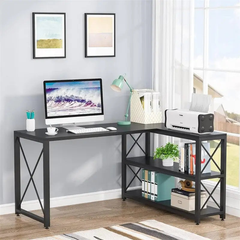 Reversible Industrial L-Shaped Desk