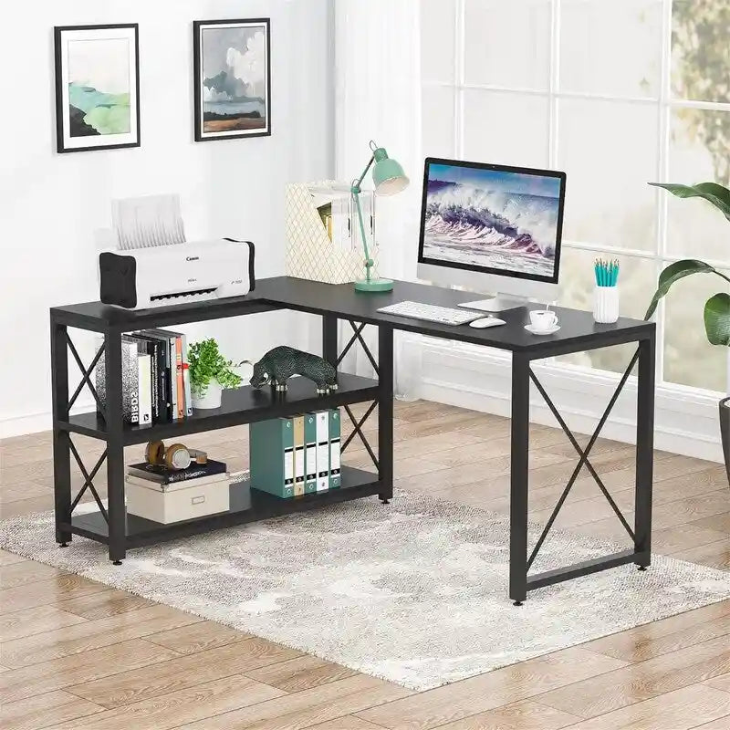 Reversible Industrial L-Shaped Desk