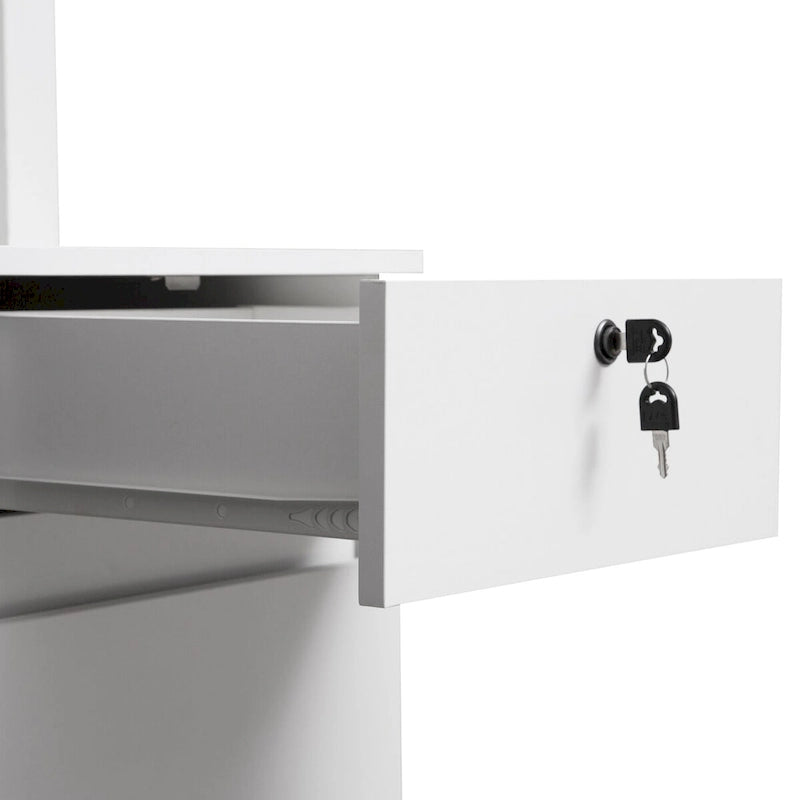 Computer Desk with Bookshelf,Wood Desk Teens Writing Laptop Home Office Desk with Drawers,3 AC Outlets and 2 USB Charging Ports