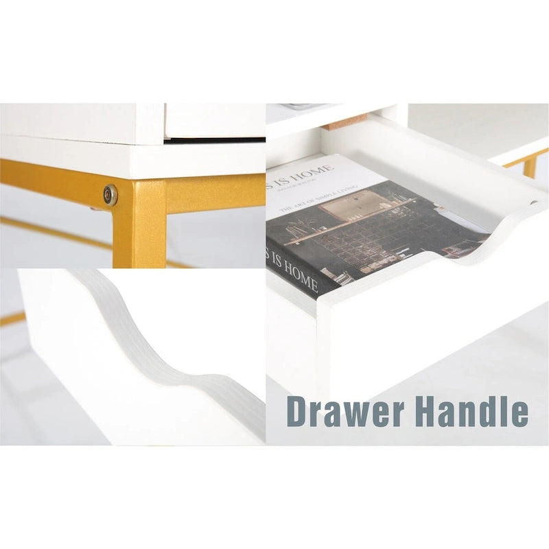 JJS 48' Writing Desk with Drawers, Contemporary Home Office Large Computer Laptop Workstation with Storage