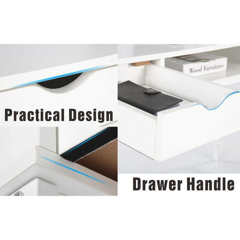 JJS 48' Writing Desk with Drawers, Contemporary Home Office Large Computer Laptop Workstation with Storage