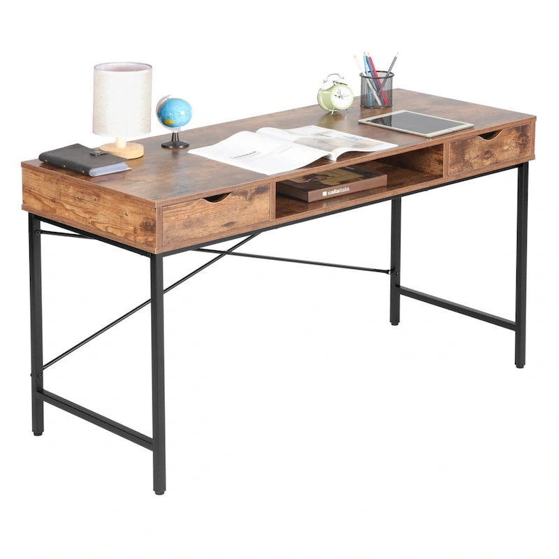 JJS 48' Writing Desk with Drawers, Contemporary Home Office Large Computer Laptop Workstation with Storage