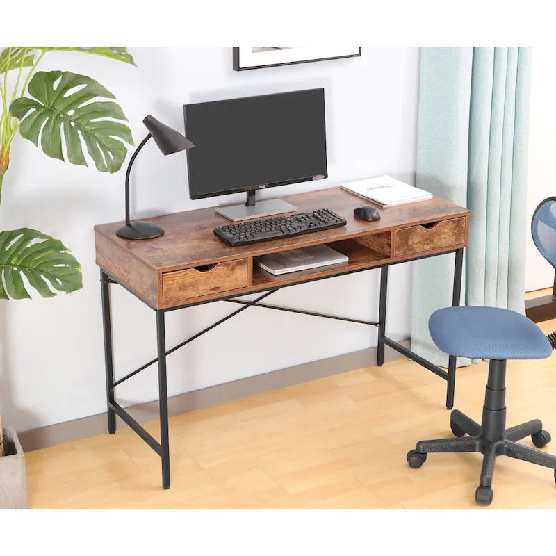 JJS 48' Writing Desk with Drawers, Contemporary Home Office Large Computer Laptop Workstation with Storage
