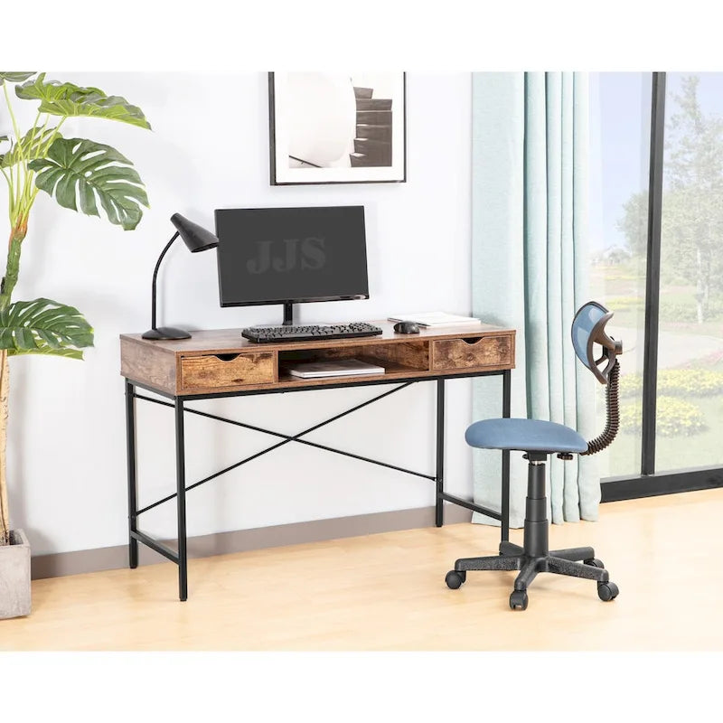 JJS 48' Writing Desk with Drawers, Contemporary Home Office Large Computer Laptop Workstation with Storage