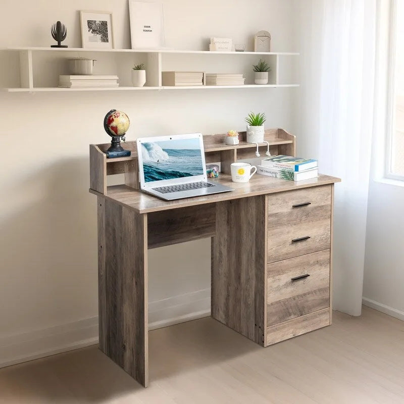 43.31  3 Drawers Wooden Computer Desk with Letter File Cabinet