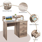 43.31  3 Drawers Wooden Computer Desk with Letter File Cabinet