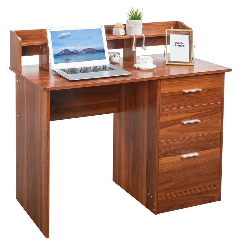 43.31  3 Drawers Wooden Computer Desk with Letter File Cabinet