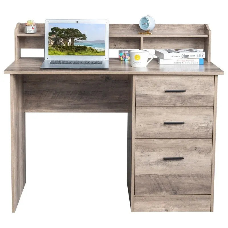 43.31  3 Drawers Wooden Computer Desk with Letter File Cabinet