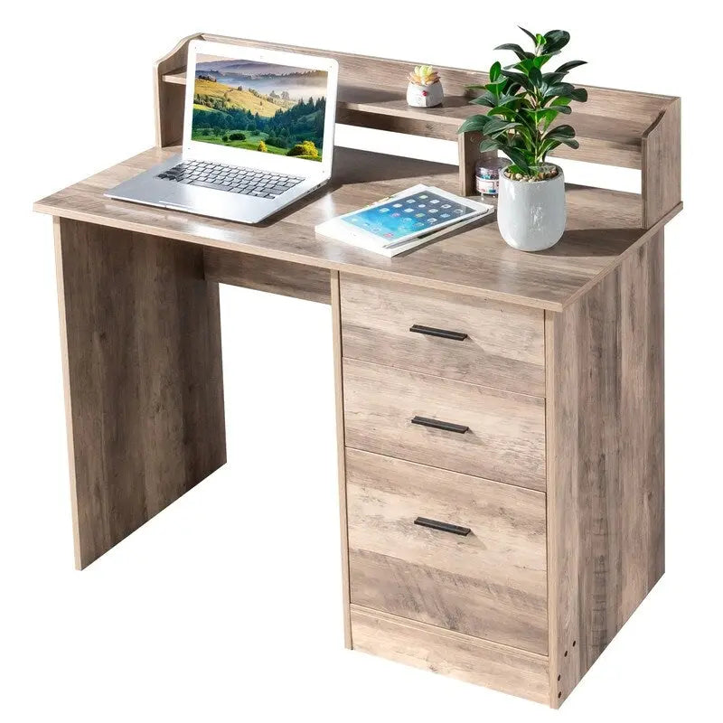 43.31  3 Drawers Wooden Computer Desk with Letter File Cabinet