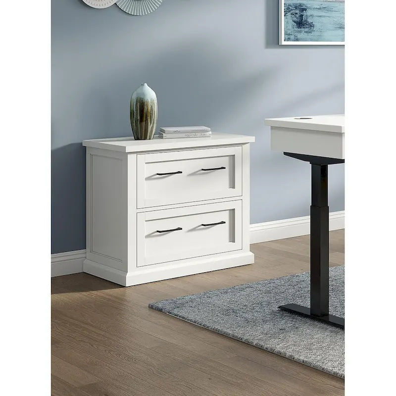 Modern Wood Lateral File, Office Lateral File, Storage File Drawer, Fully Assembled, White