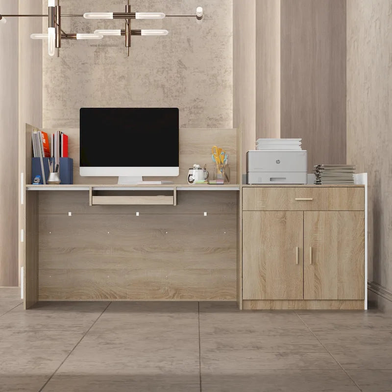 Contemporary Office Reception Desk with Keyboard Drawer Table