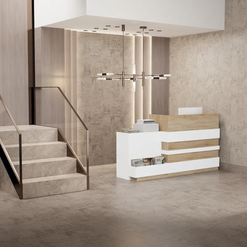 Contemporary Office Reception Desk with Keyboard Drawer Table