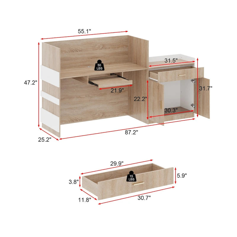 Contemporary Office Reception Desk with Keyboard Drawer Table