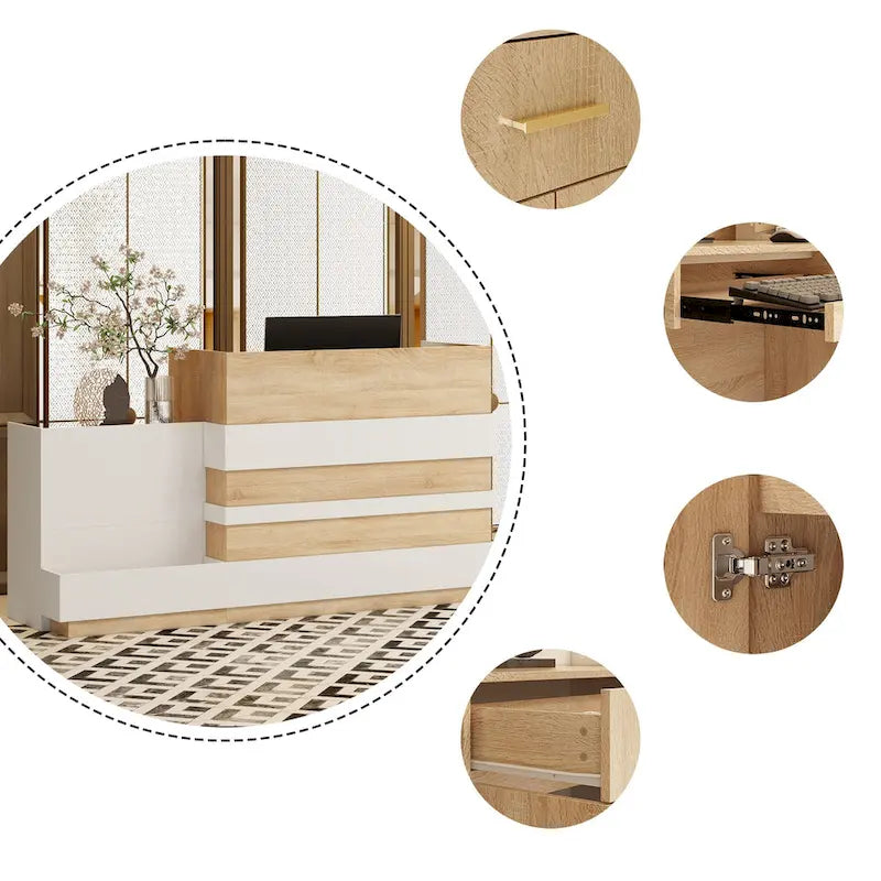 Contemporary Office Reception Desk with Keyboard Drawer Table