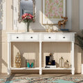 Cusp Barn Console Table Sofa Table Easy Assembly with Two Storage Drawers and Bottom Shelf for Living Room, Entryway