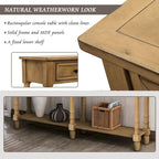 Cusp Barn Console Table Sofa Table Easy Assembly with Two Storage Drawers and Bottom Shelf for Living Room, Entryway