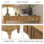 Cusp Barn Console Table Sofa Table Easy Assembly with Two Storage Drawers and Bottom Shelf for Living Room, Entryway