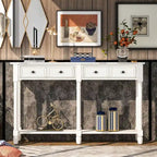 Cusp Barn Console Table Sofa Table Easy Assembly with Two Storage Drawers and Bottom Shelf for Living Room, Entryway