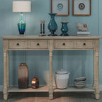 Cusp Barn Console Table Sofa Table Easy Assembly with Two Storage Drawers and Bottom Shelf for Living Room, Entryway