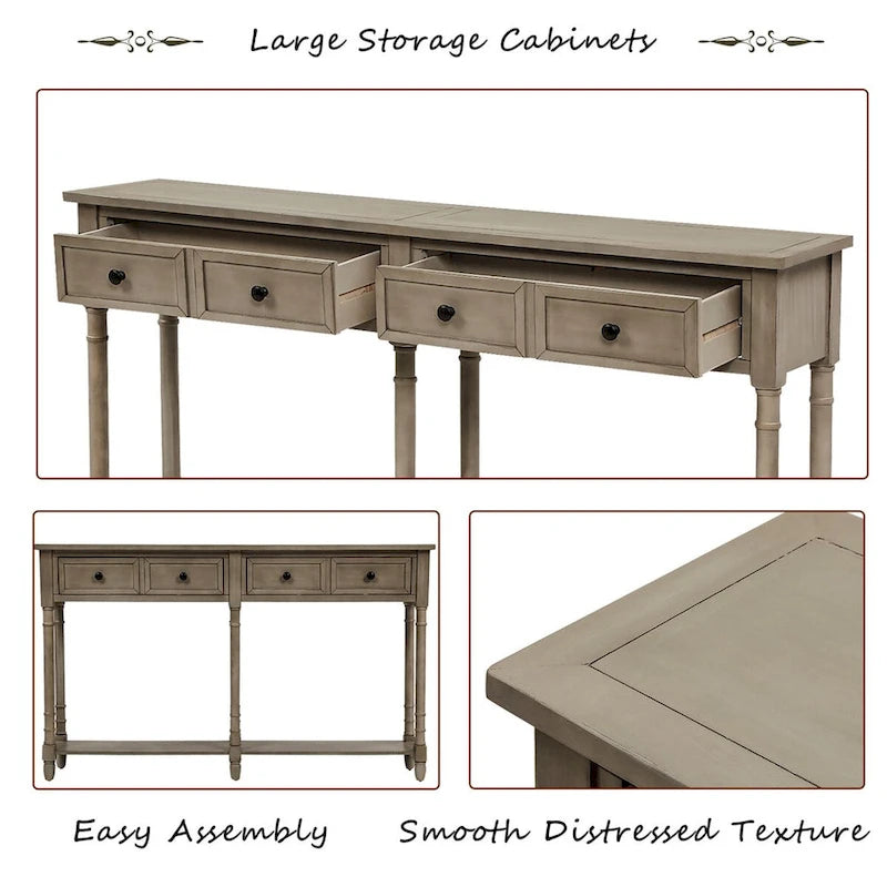 Cusp Barn Console Table Sofa Table Easy Assembly with Two Storage Drawers and Bottom Shelf for Living Room, Entryway