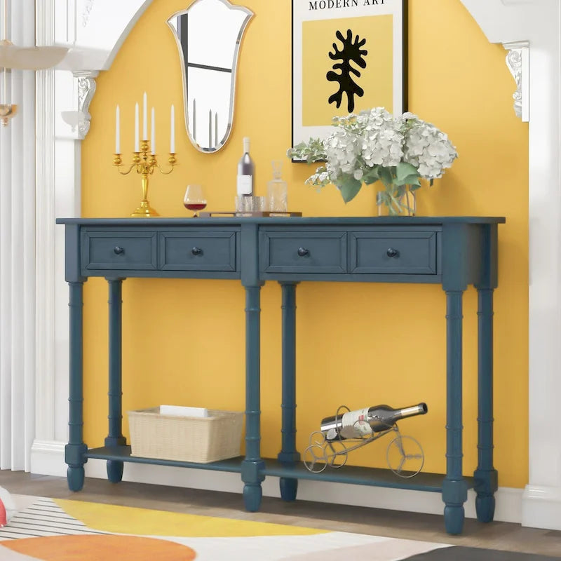 Cusp Barn Console Table Sofa Table Easy Assembly with Two Storage Drawers and Bottom Shelf for Living Room, Entryway