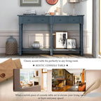 Cusp Barn Console Table Sofa Table Easy Assembly with Two Storage Drawers and Bottom Shelf for Living Room, Entryway