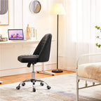Yaheetech Faux Leather Mid Back Desk Chair Modern Tufted Armless Office Chair - N/A