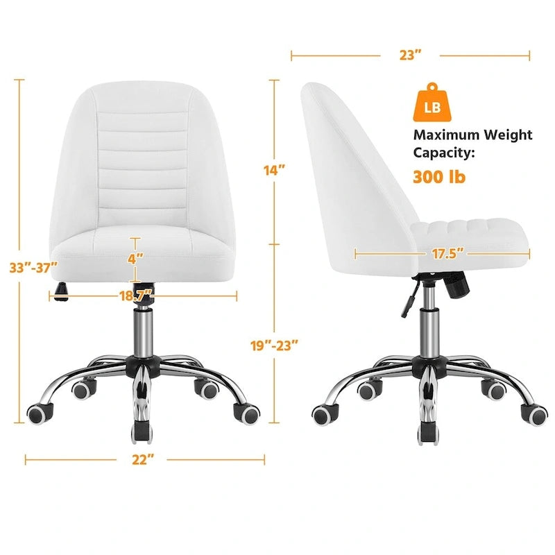 Yaheetech Faux Leather Mid Back Desk Chair Modern Tufted Armless Office Chair - N/A