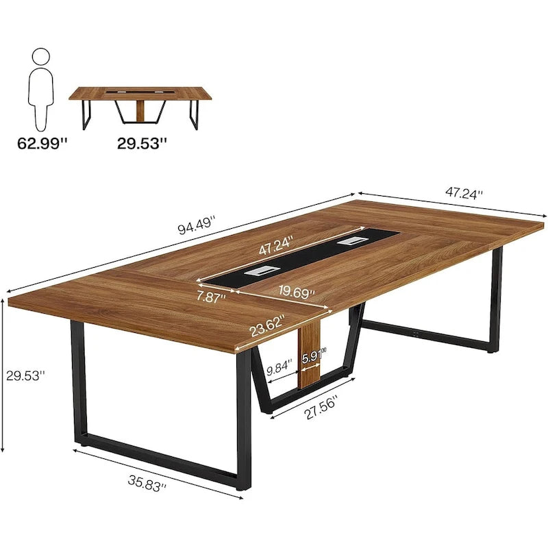 8FT Conference Table 94.49 Inches Large Meeting Table Podcast Table
