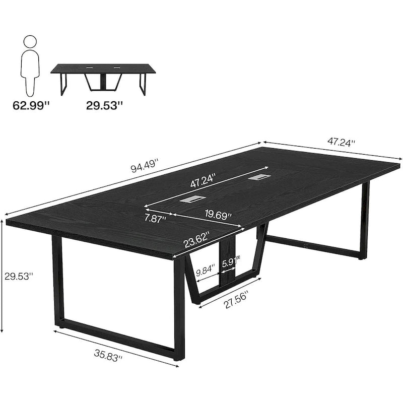 8FT Conference Table 94.49 Inches Large Meeting Table Podcast Table