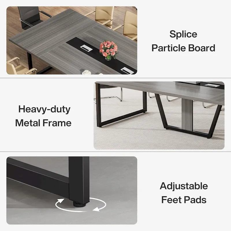 8FT Conference Table 94.49 Inches Large Meeting Table Podcast Table