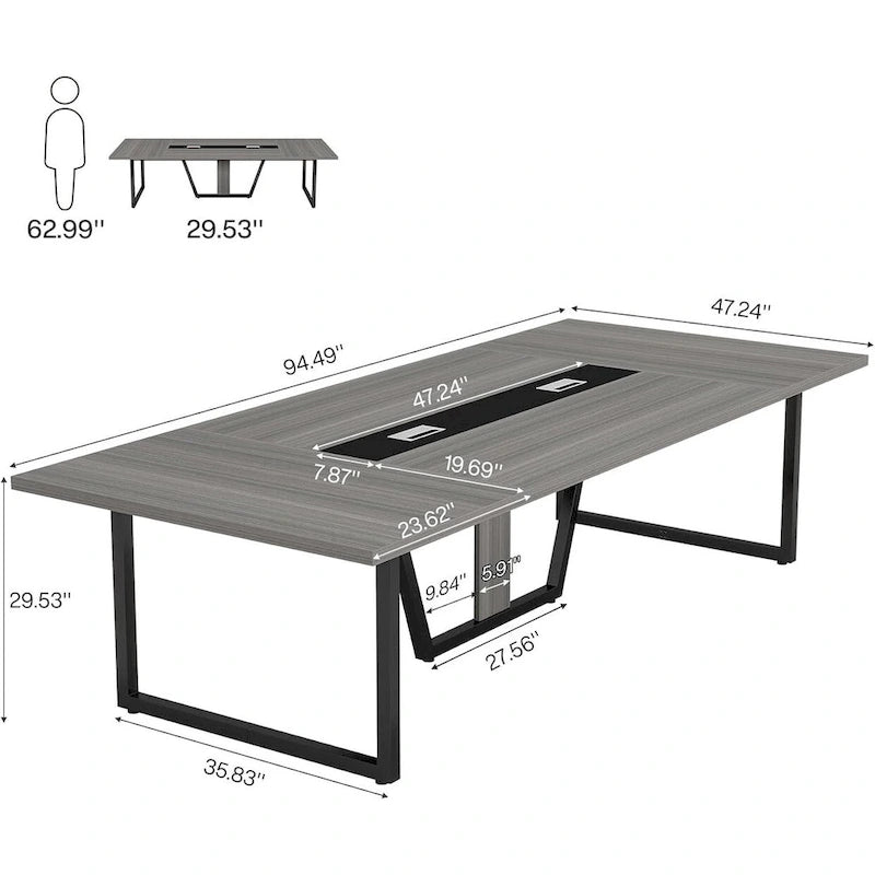 8FT Conference Table 94.49 Inches Large Meeting Table Podcast Table