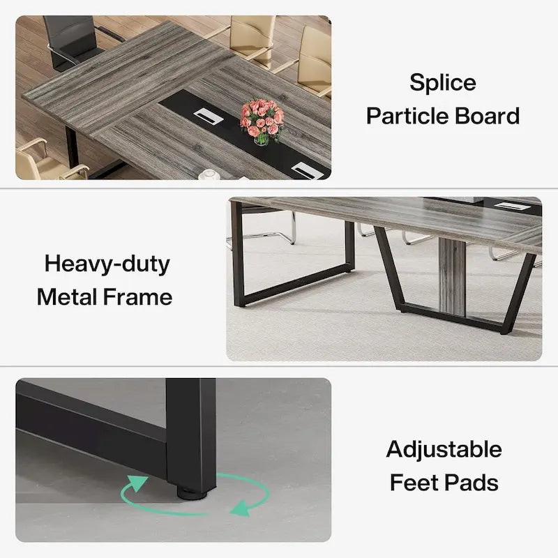 8FT Conference Table 94.49 Inches Large Meeting Table Podcast Table