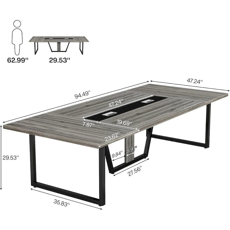 8FT Conference Table 94.49 Inches Large Meeting Table Podcast Table